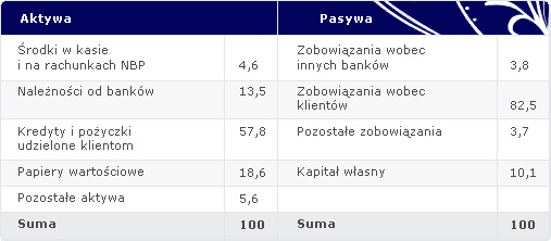Edukacyjny portal wiedzy o bankowości i finansach osobistych - przykładowy bilans banku